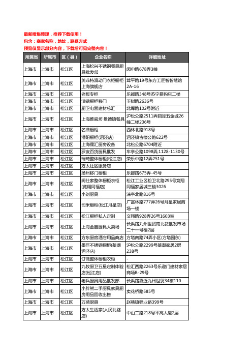 新版上海市上海市松江区厨卫电器企业公司商家户名录单联系方式地址大全111家