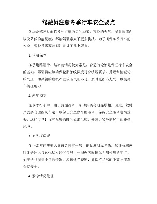 驾驶员注意冬季行车安全要点