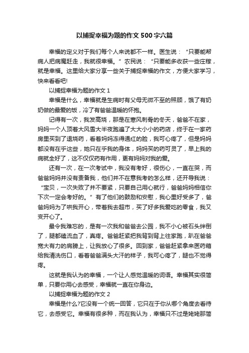 以捕捉幸福为题的作文500字六篇