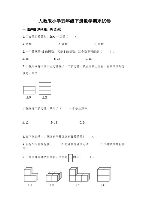 人教版小学五年级下册数学期末试卷及完整答案(考点梳理)