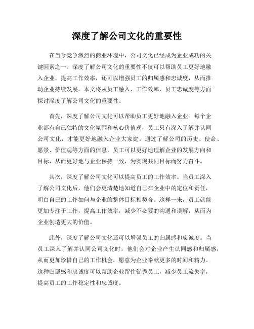 深度了解公司文化的重要性