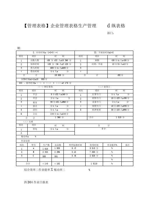 【管理表格】企业管理表格生产管理d纵表格