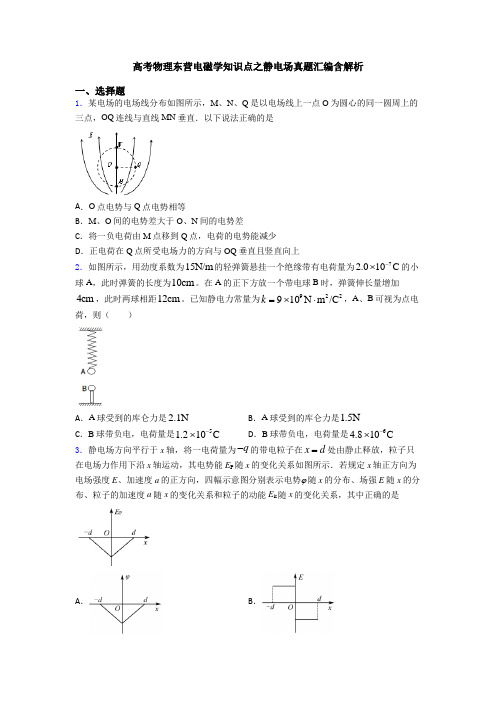 高考物理东营电磁学知识点之静电场真题汇编含解析