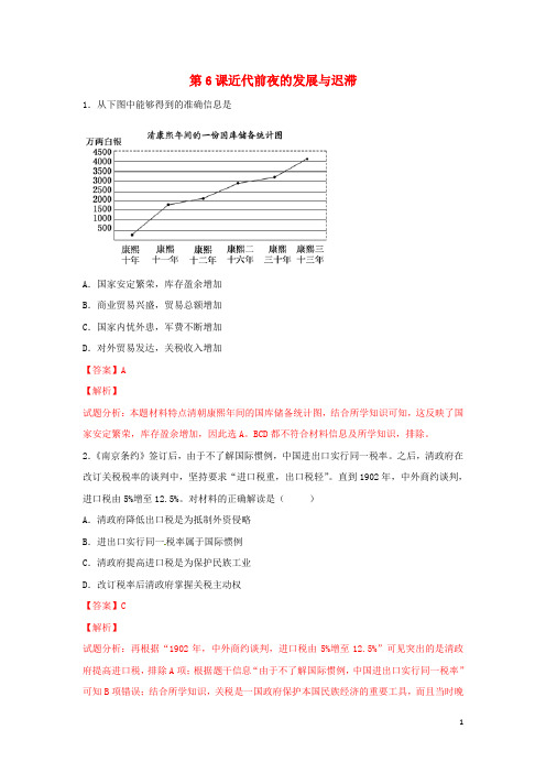 高中历史第1单元中国古代的农耕经济第6课近代前夜的发展与迟滞教学素材岳麓版必修2