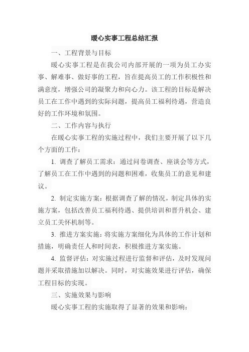 暖心实事工程总结汇报