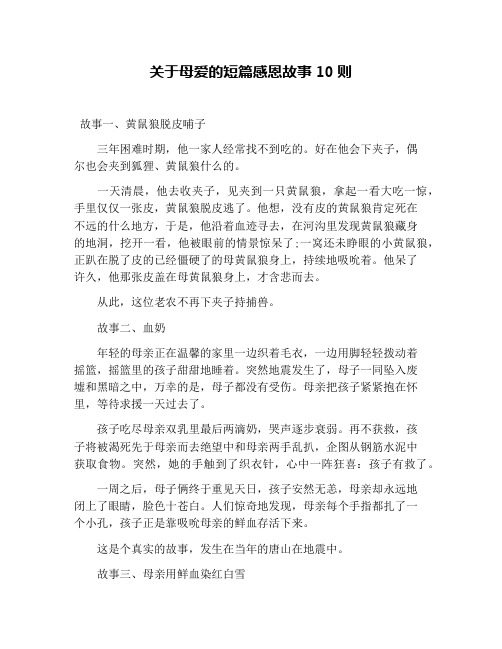 关于母爱的短篇感恩故事10则