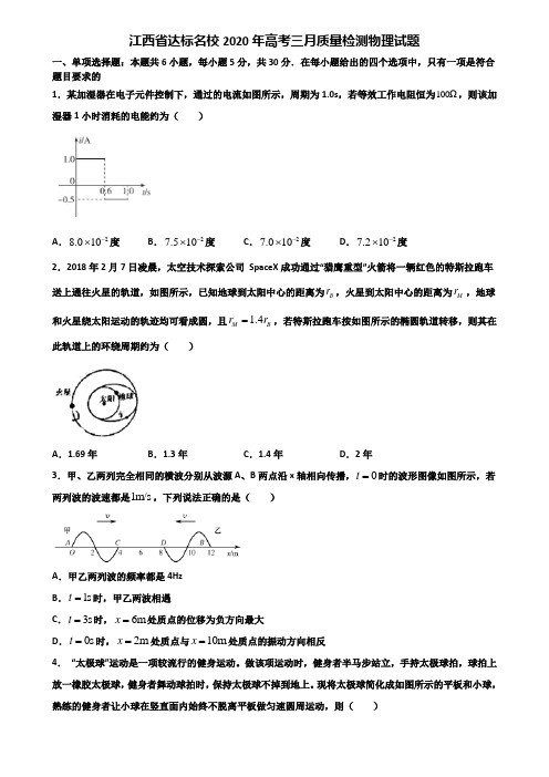 江西省达标名校2020年高考三月质量检测物理试题含解析