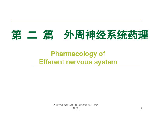 外周神经系统药理传出神经系统药理学概论 ppt课件