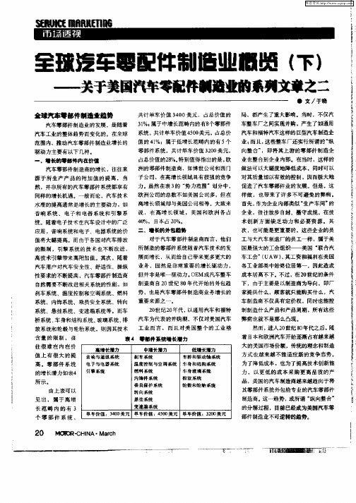 全球汽车零配件制造业概览(下)——关于美国汽车零配件制造业的系列文章之二