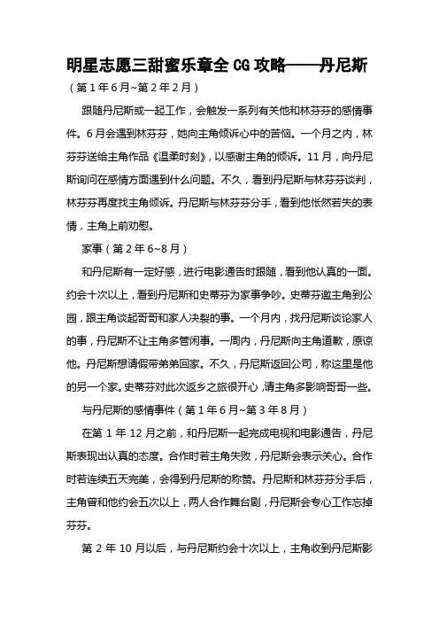 明星志愿三甜蜜乐章全CG攻略——丹尼斯