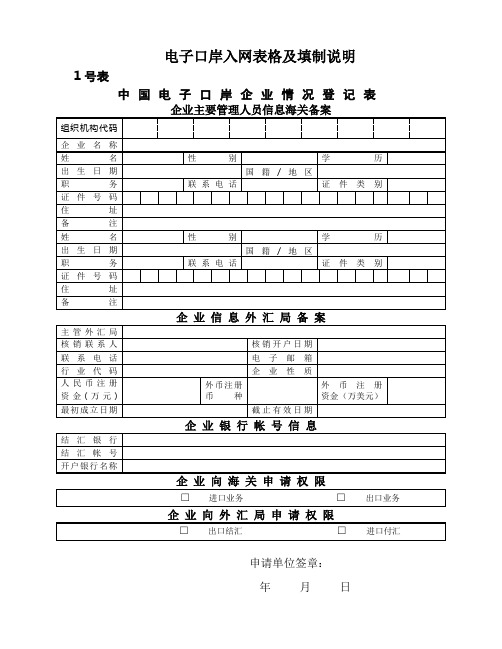 电子口岸入网表格及填制说明