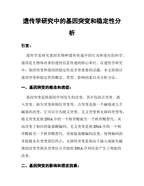 遗传学研究中的基因突变和稳定性分析