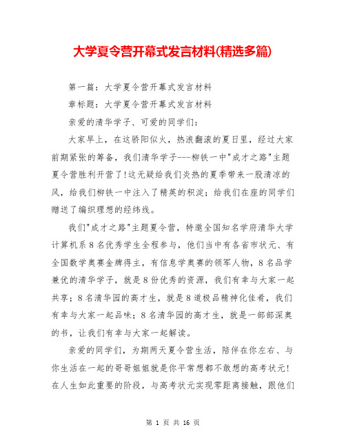 大学夏令营开幕式发言材料(精选多篇)【共14页】