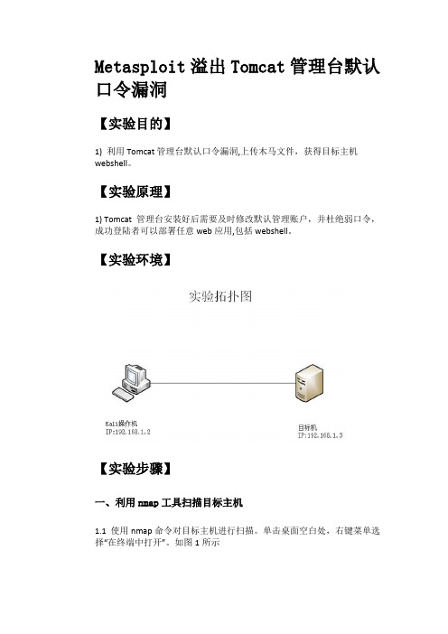 Metasploit溢出Tomcat管理台默认口令漏洞