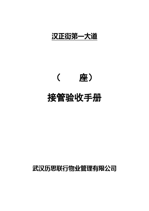 正街第一大道接管验收手册