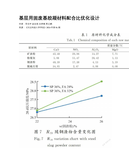 基层用固废基胶凝材料配合比优化设计