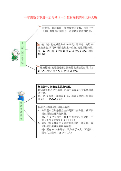 一年级数学下册一加与减(一)教材知识清单北师大版