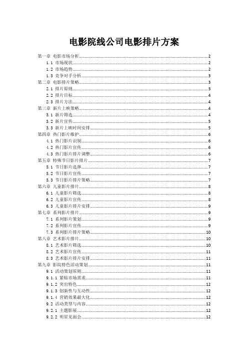 电影院线公司电影排片方案