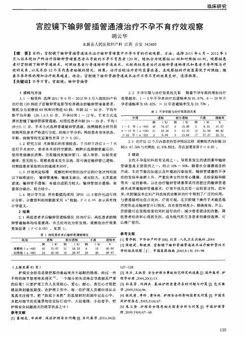 宫腔镜下输卵管插管通液治疗不孕不育疗效观察