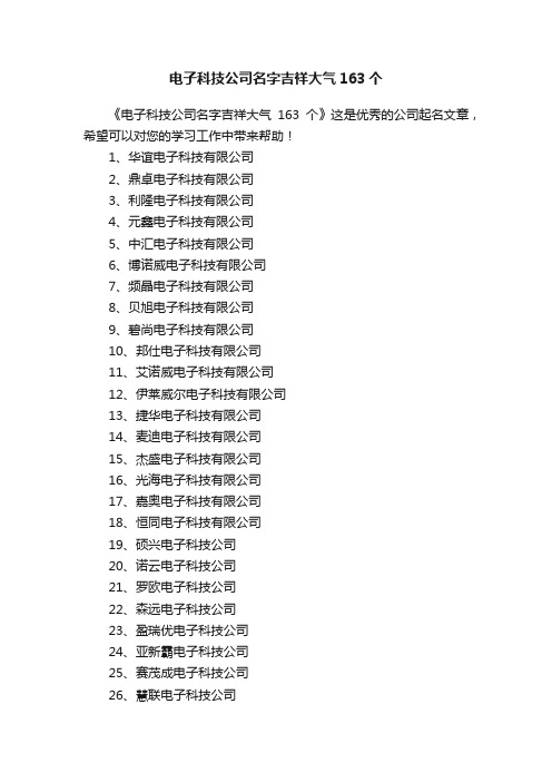 电子科技公司名字吉祥大气163个