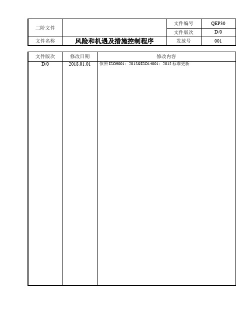 QEP30风险和机遇及应对措施控制程序