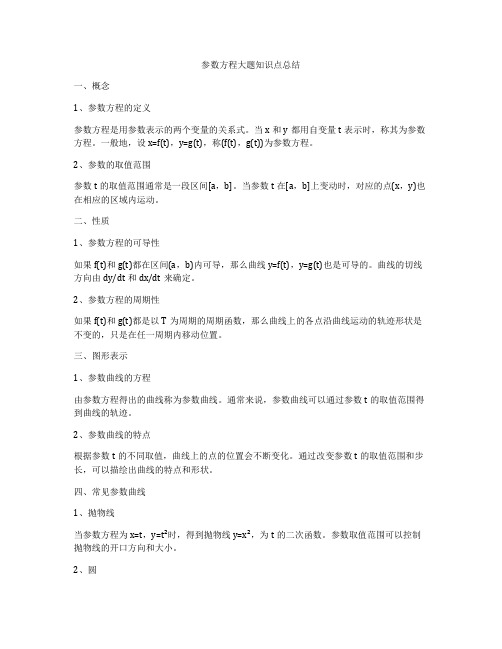 参数方程大题知识点总结