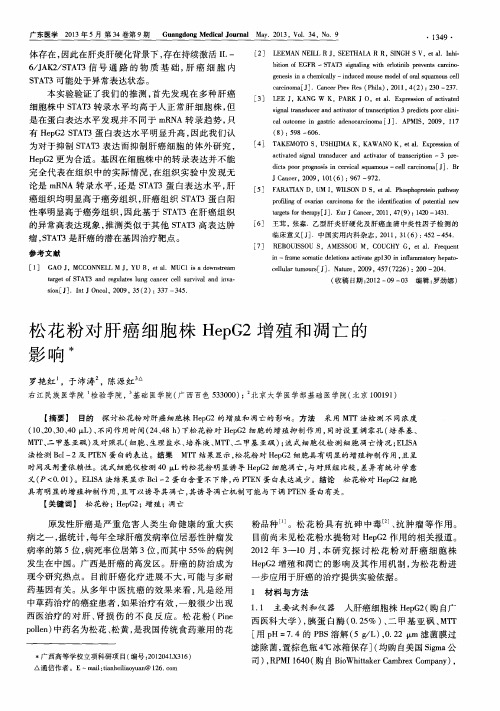 松花粉对肝癌细胞株HepG2增殖和凋亡的影响