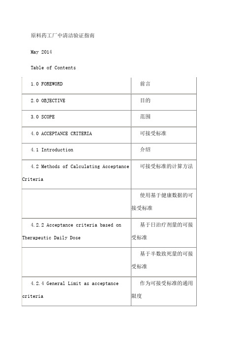 原料药清洁验证指南