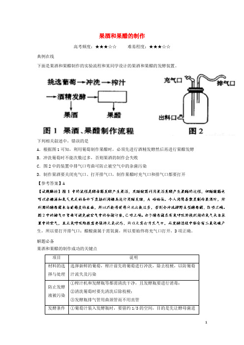 高考生物一轮复习 每日一题 果酒和果醋的制作