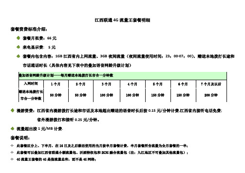 江西联通4G流量王沃派流量王套餐明细