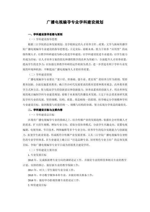 广播电视编导专业学科建设规划