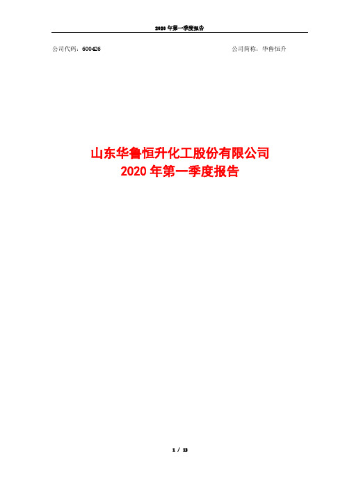 华鲁恒升:2020年第一季度报告