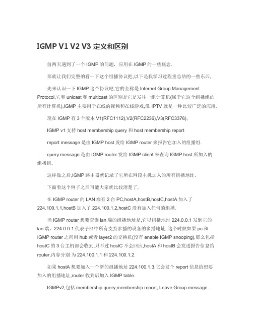 IGMP V1 V2 V3 定义和区别