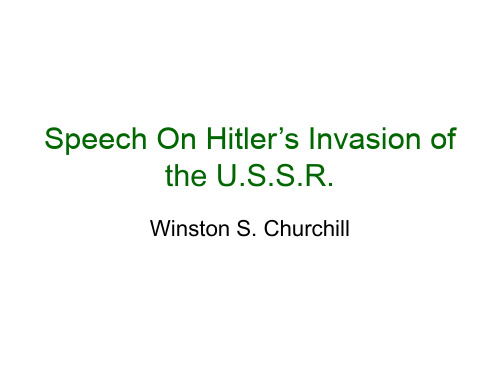 Lesson 14 Speech on Hitler’s Invasion of the U.S.S.R.