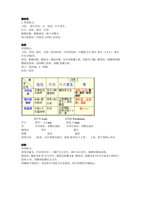 观赏树木学 重点科属