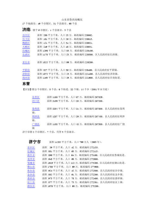 山东省鲁西南概况