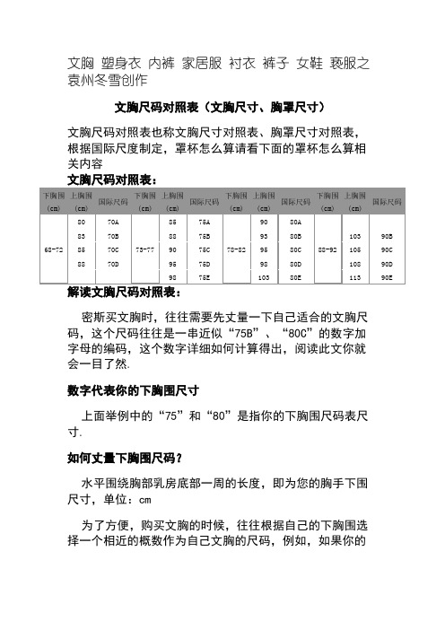 文胸尺码对照表,文胸尺寸、胸罩尺寸、罩杯怎么算查询 - 梦芭莎