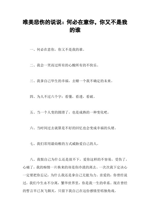 唯美悲伤的说说：何必在意你,你又不是我的谁