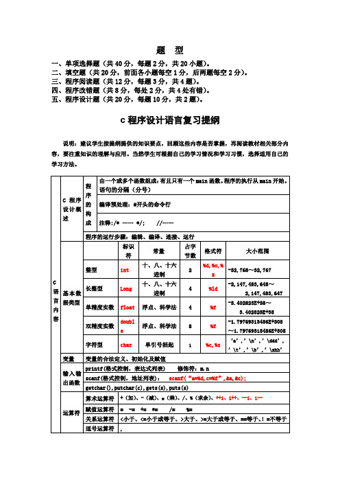 c语言复习提纲