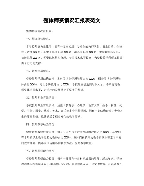 整体师资情况汇报表范文