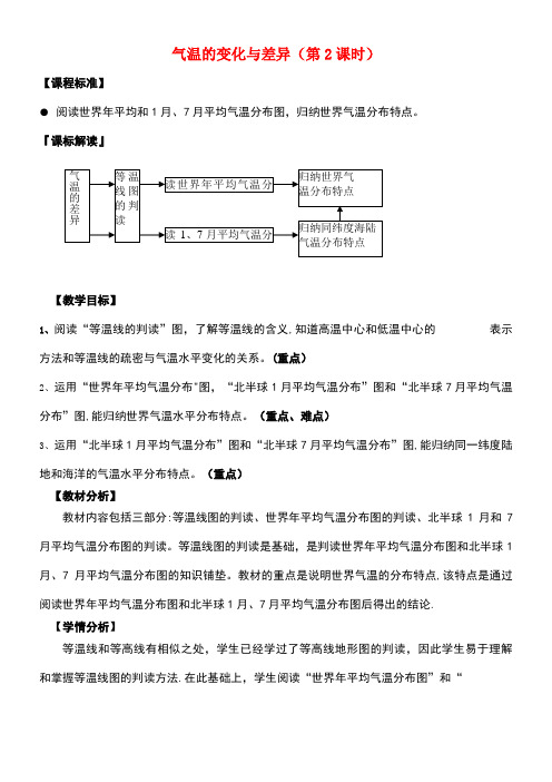 七年级地理上册第四章第二节气温的变化与差异(第2课时)教案商务星球版