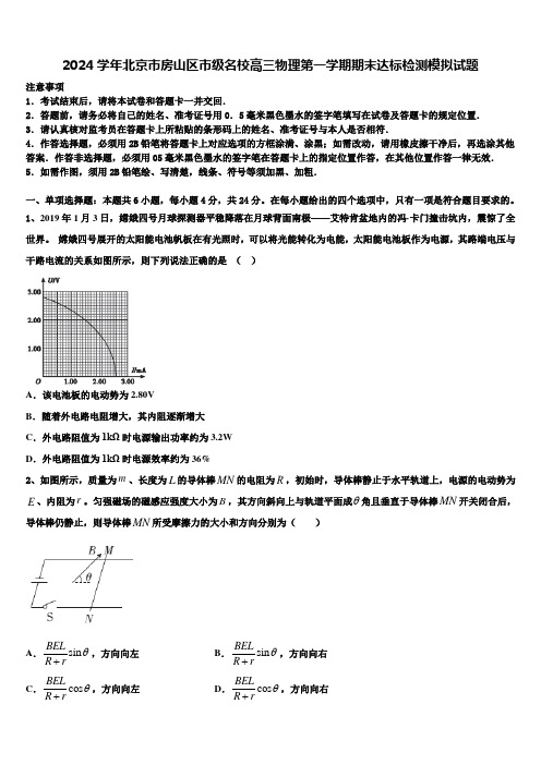 2024学年北京市房山区市级名校高三物理第一学期期末达标检测模拟试题含解析