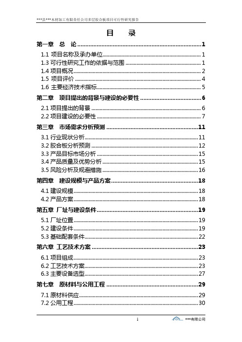 木材加工有限责任公司多层胶合板项目可行性研究报告