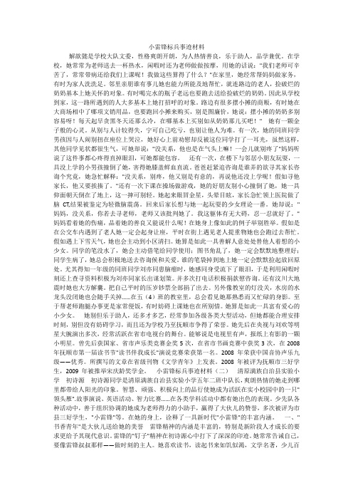 小雷锋标兵事迹材料
