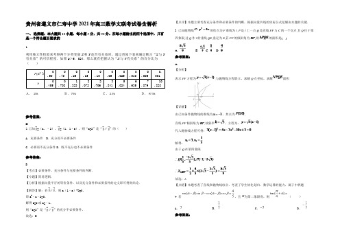 贵州省遵义市仁寿中学2021年高三数学文联考试卷含解析