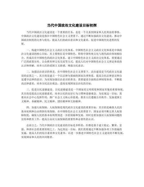 当代中国政治文化建设目标初探