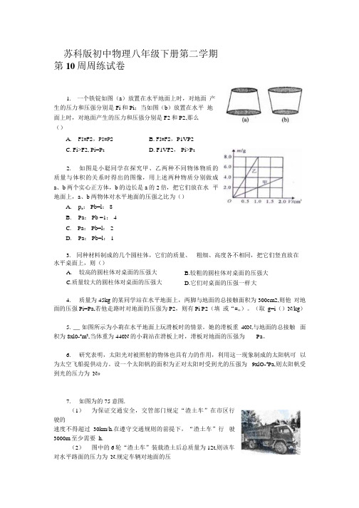 苏科版初中物理八年级下册第二学期第10周周练试卷.docx