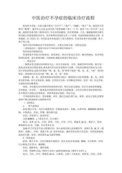 中医治疗不孕症的临床诊疗流程