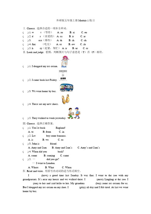 外研版五年级上册第一模块练习