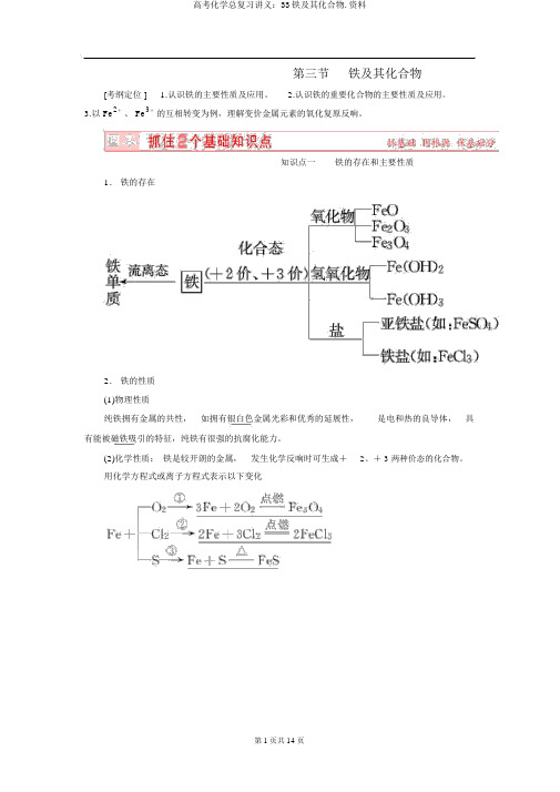 高考化学总复习讲义：33铁及其化合物.资料